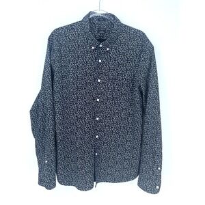 J Crew Mens Slim Fit Flex Wash Button Down Stretch Shirt XL Floral Navy White